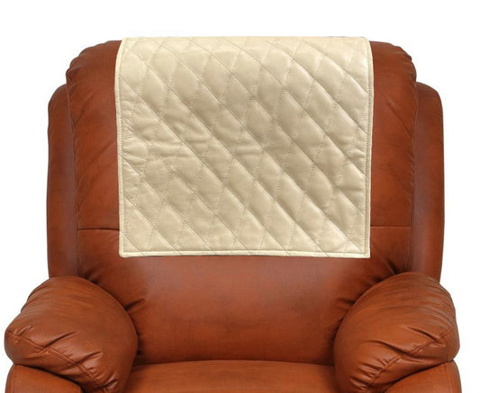 Quilted Stitch Genuine Leather Slipcover Headrest Beige freeshipping - SkinOutfit