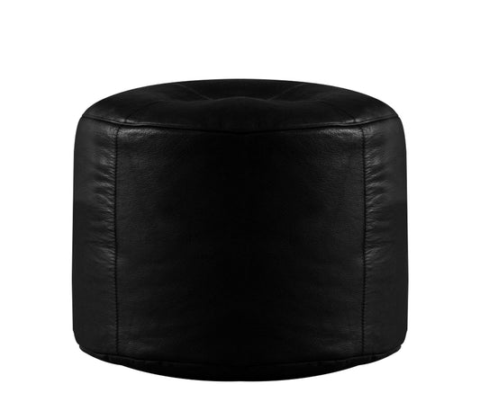 Genuine Cowhide Leather Ottoman Pouf Footrest Black freeshipping - SkinOutfit