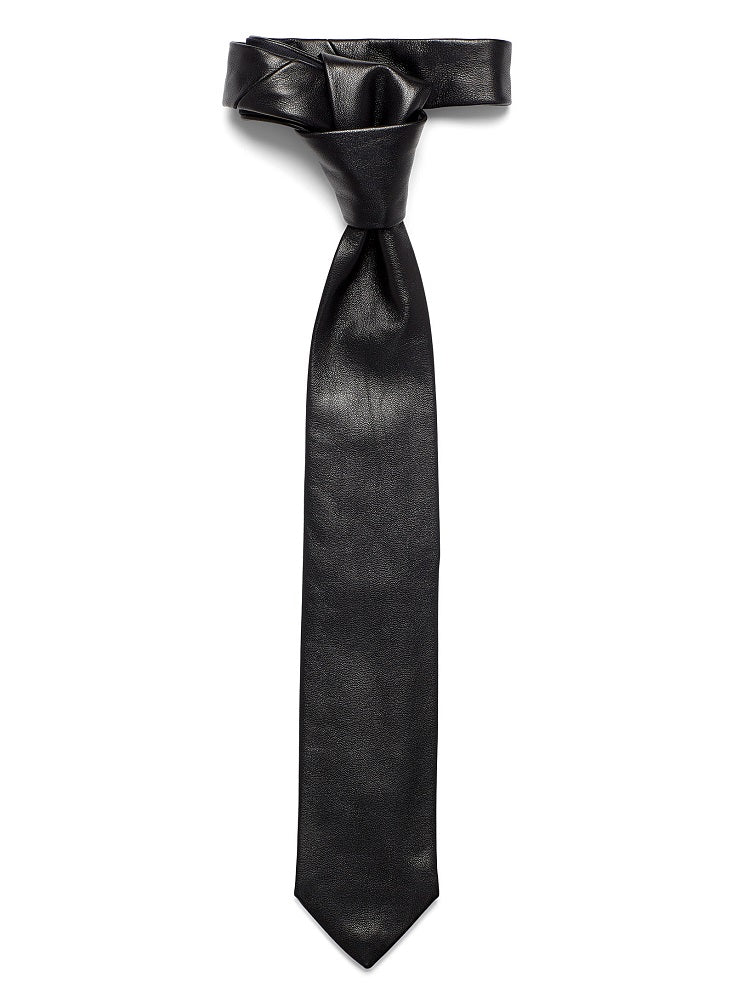 Lambskin Genuine Leather Tie Black
