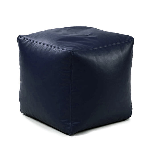 Genuine Cowhide Leather Square Ottoman Pouf Footrest Blue SkinOutfit