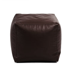 Genuine Cowhide Leather Square Ottoman Pouf Footrest Brown