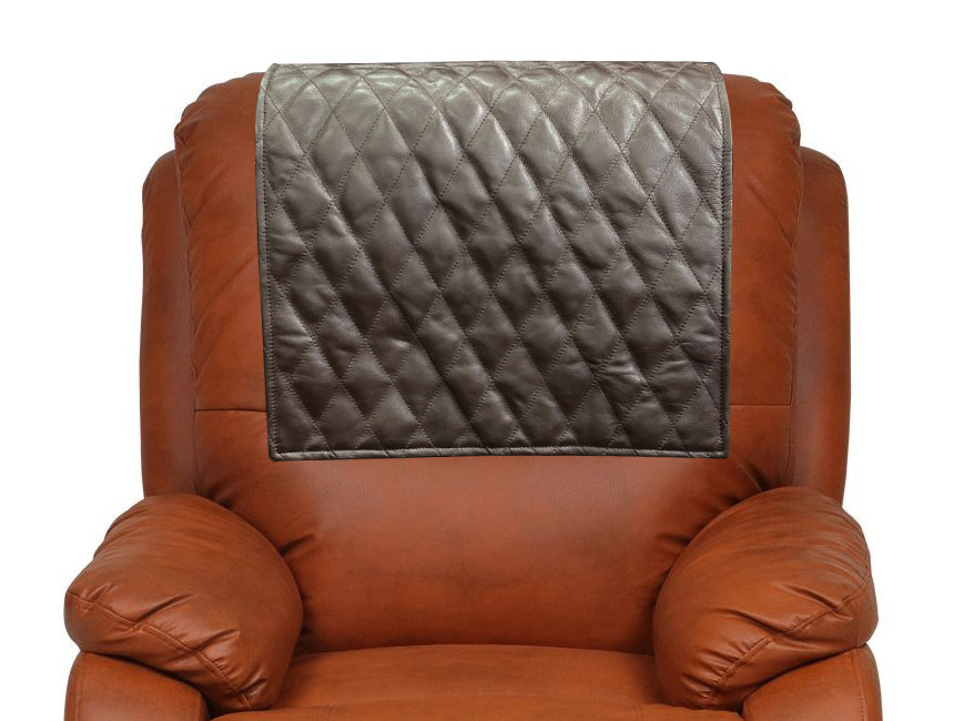 Quilted Stitch Genuine Leather Slipcover Headrest Brown freeshipping - SkinOutfit