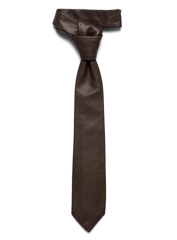 Lambskin Genuine Leather Tie Brown SkinOutfit