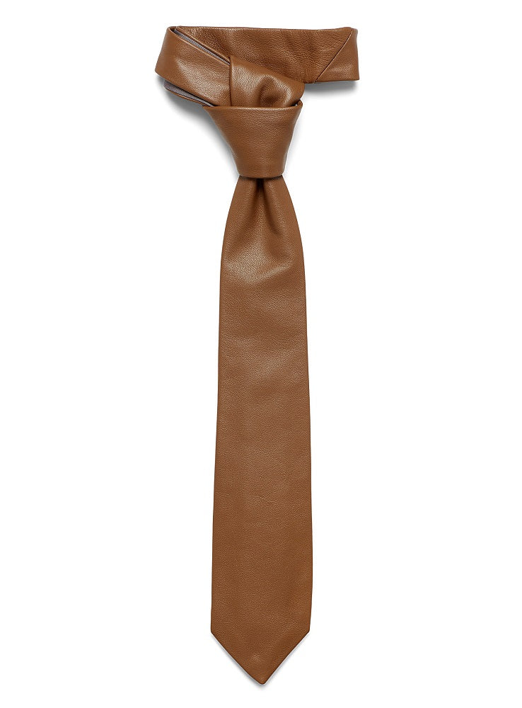 Lambskin Genuine Leather Tie Camel