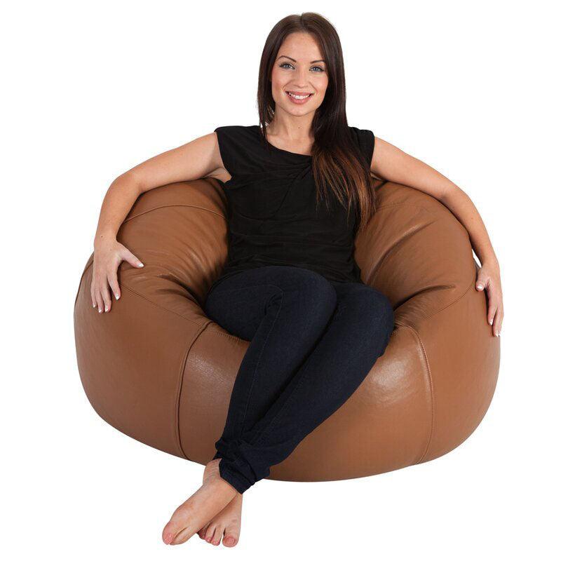 Genuine Cowhide Leather Recliner Beanbag Chairs Tan – SkinOutfit