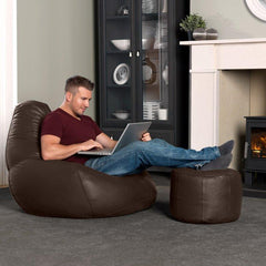 Genuine Cowhide Leather Ottoman Pouf Footrest Brown freeshipping - SkinOutfit