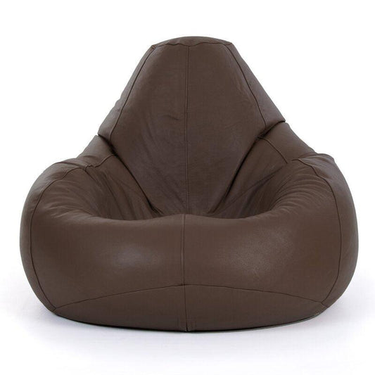 Genuine Cowhide Leather Recliner Beanbag Chairs Brown SkinOutfit