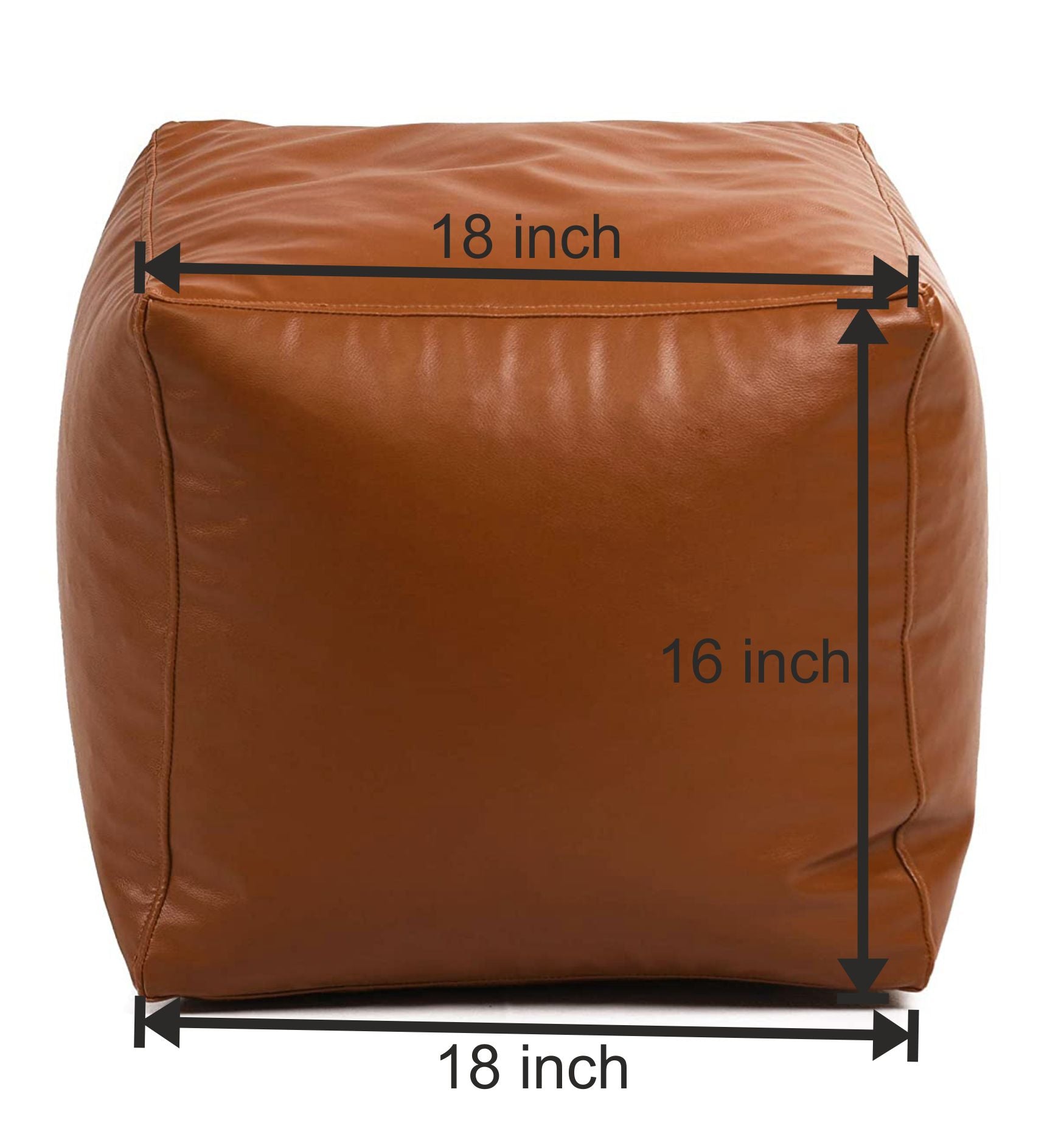 Genuine Cowhide Leather Square Ottoman Pouf Footrest Tan - SkinOutfit