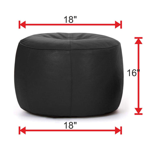 Genuine Cowhide Leather Ottoman Pouf Footrest Black freeshipping - SkinOutfit