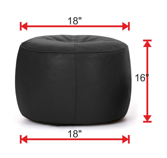 Genuine Cowhide Leather Ottoman Pouf Footrest Blue