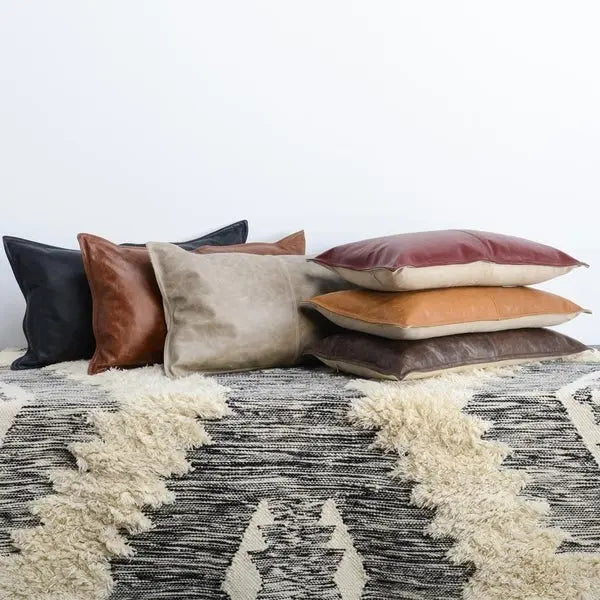 Genuine Leather Rectangle Pillow Cover 05 SkinOutfit