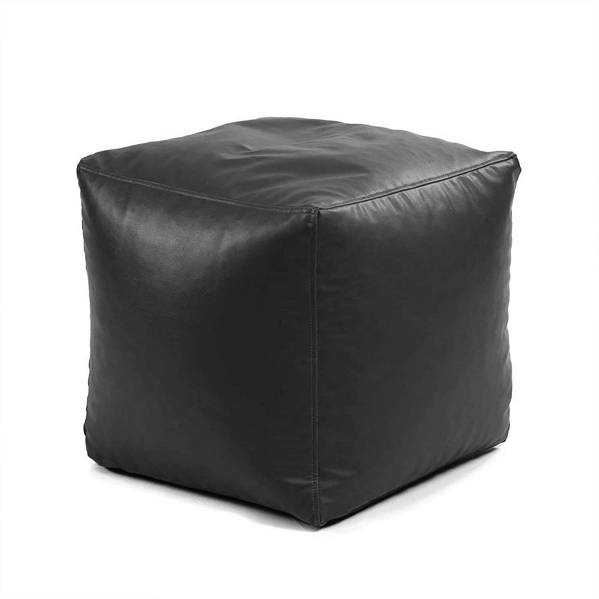 Genuine Cowhide Leather Square Ottoman Pouf Footrest Grey
