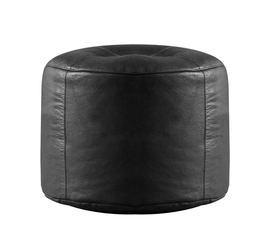 Genuine Cowhide Leather Ottoman Pouf Footrest Grey