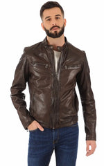 Men Genuine Leather Jacket MJ 63 freeshipping - SkinOutfit