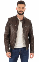 Men Genuine Leather Jacket MJ 63 freeshipping - SkinOutfit