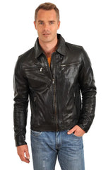 Men Genuine Leather Jacket MJ 64 freeshipping - SkinOutfit