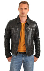 Men Genuine Leather Jacket MJ 64 freeshipping - SkinOutfit