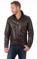 Men Genuine Leather Jacket MJ 68 freeshipping - SkinOutfit