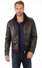 Men Genuine Leather Jacket MJ 68 freeshipping - SkinOutfit