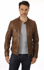 Men Genuine Leather Jacket MJ 71 freeshipping - SkinOutfit