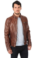 Men Genuine Leather Jacket MJ 92 freeshipping - SkinOutfit