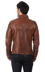 Men Genuine Leather Jacket MJ 92 freeshipping - SkinOutfit