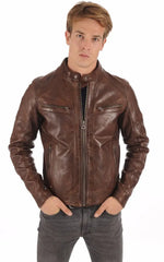 Men Genuine Leather Jacket MJ 93 freeshipping - SkinOutfit
