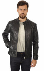 Men Genuine Leather Jacket MJ 95 freeshipping - SkinOutfit