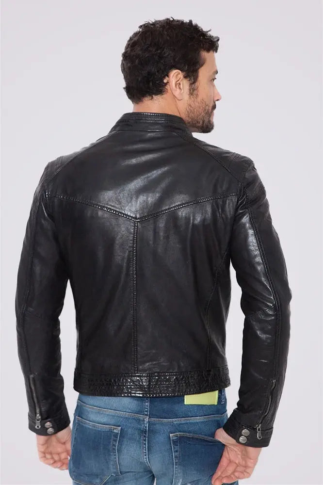 Men Genuine Leather Jacket MJ101 freeshipping - SkinOutfit