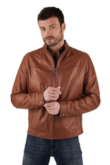 Men Genuine Leather Jacket MJ103 freeshipping - SkinOutfit