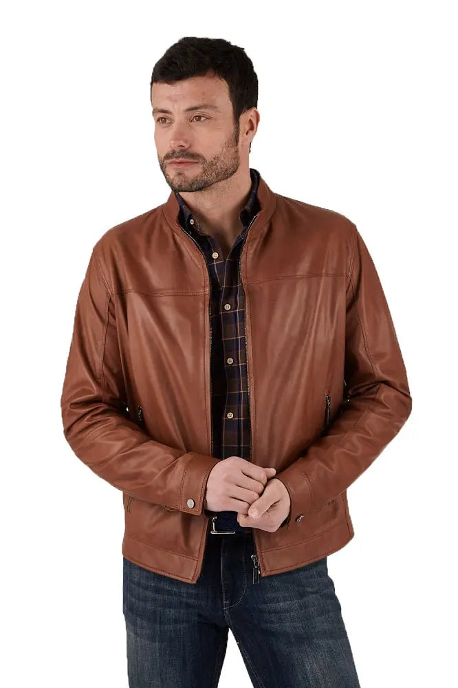 Men Genuine Leather Jacket MJ103 freeshipping - SkinOutfit