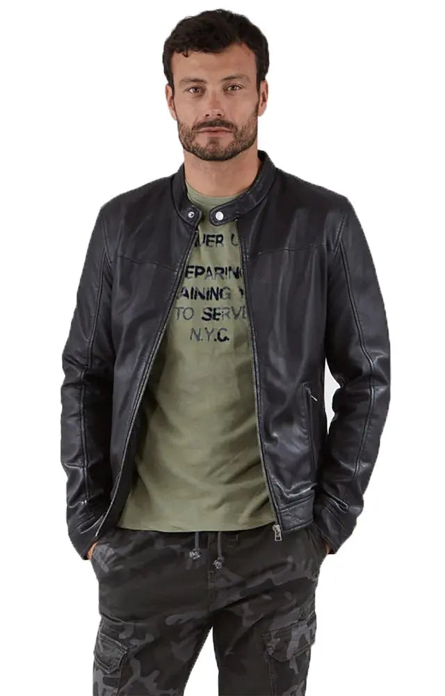 Men Genuine Leather Jacket MJ105 freeshipping - SkinOutfit