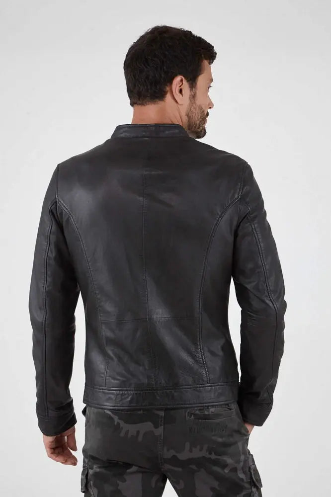 Men Genuine Leather Jacket MJ105 freeshipping - SkinOutfit