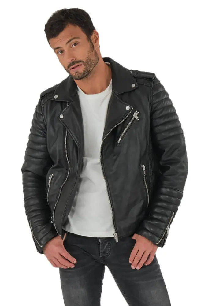 Men Genuine Leather Jacket MJ106 freeshipping - SkinOutfit