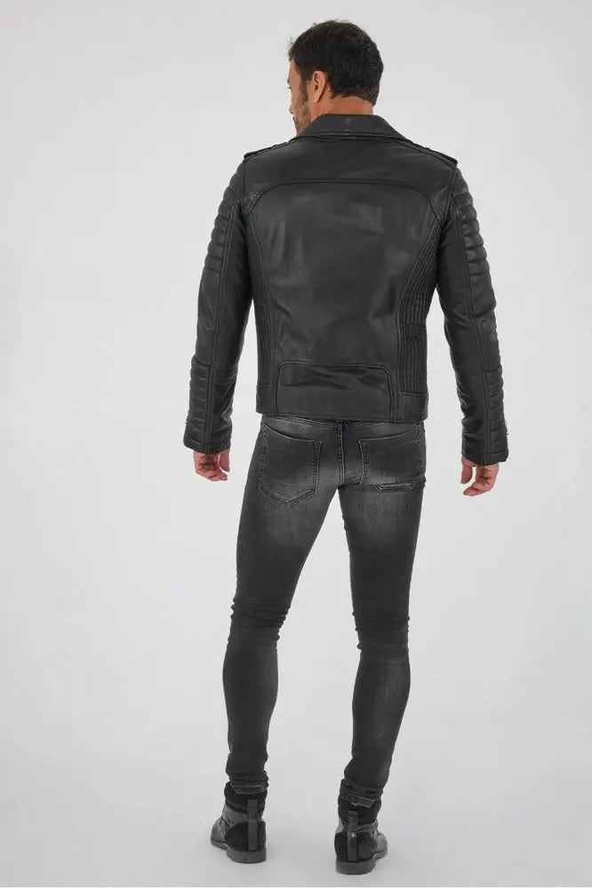 Men Genuine Leather Jacket MJ106 freeshipping - SkinOutfit