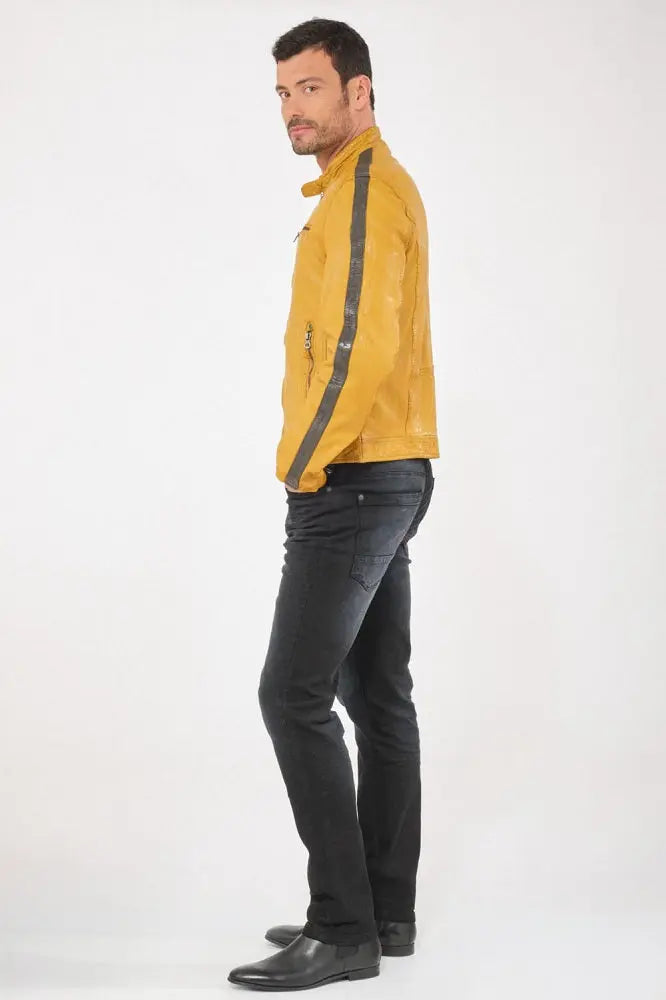 Men Genuine Leather Jacket MJ108 freeshipping - SkinOutfit