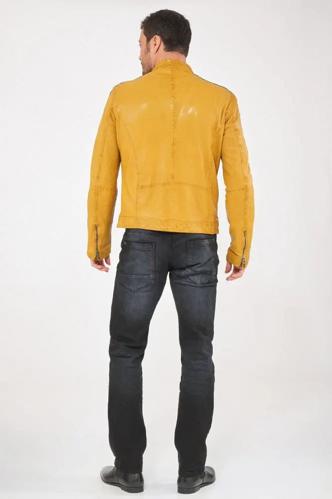 Men Genuine Leather Jacket MJ108 freeshipping - SkinOutfit