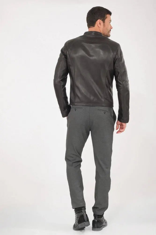 Men Genuine Leather Jacket MJ112 freeshipping - SkinOutfit