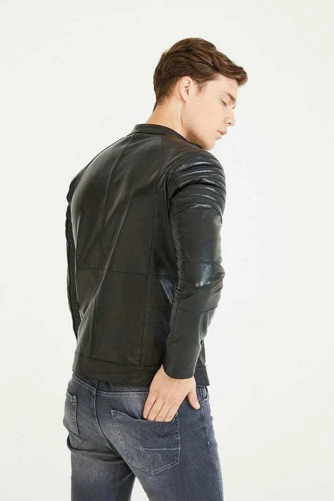 Men Genuine Leather Jacket MJ127 freeshipping - SkinOutfit