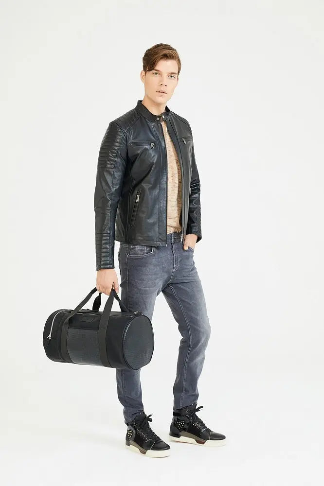 Men Genuine Leather Jacket MJ129 freeshipping - SkinOutfit