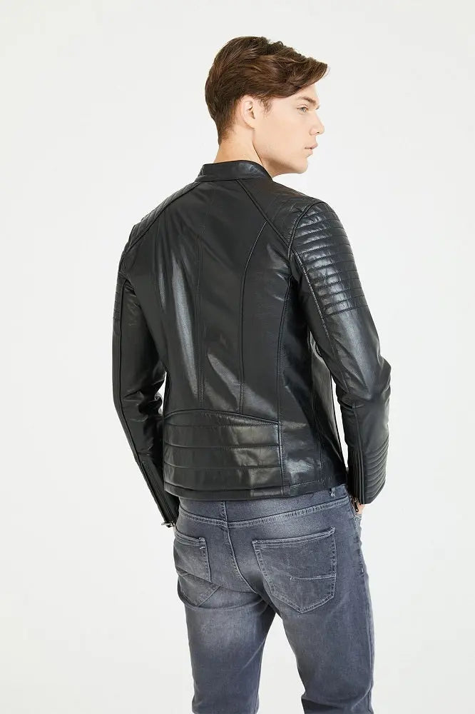 Men Genuine Leather Jacket MJ129 freeshipping - SkinOutfit