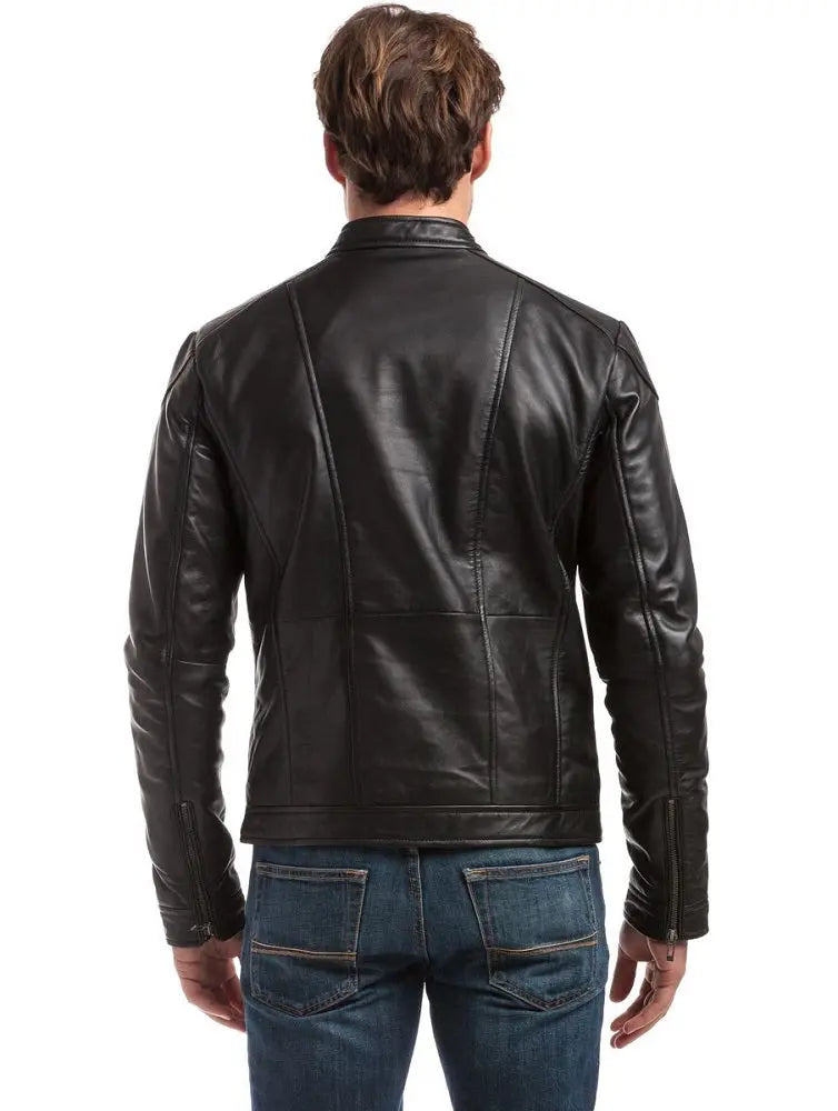 Men Genuine Leather Jacket MJ131 freeshipping - SkinOutfit