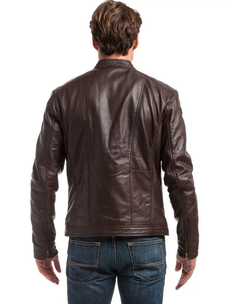 Men Genuine Leather Jacket MJ132 freeshipping - SkinOutfit