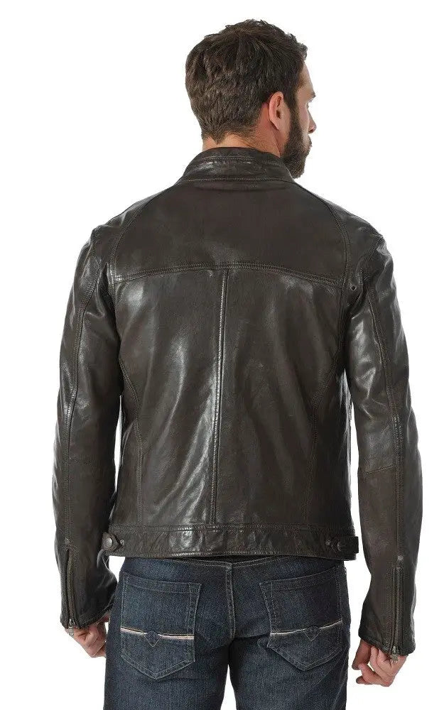 Men Genuine Leather Jacket MJ145 freeshipping - SkinOutfit