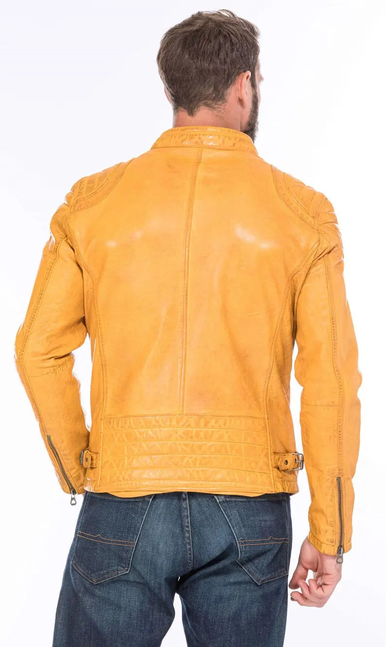 Men Genuine Leather Jacket MJ149 freeshipping - SkinOutfit