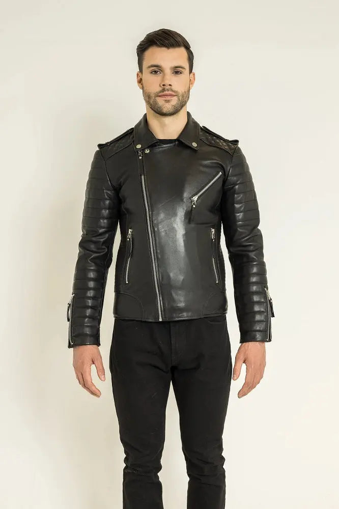Men Genuine Leather Jacket MJ154 freeshipping - SkinOutfit