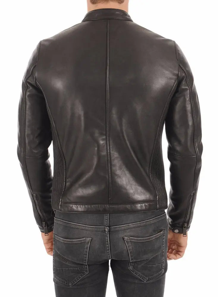 Men Lambskin Genuine Leather Jacket MJ 98 freeshipping - SkinOutfit