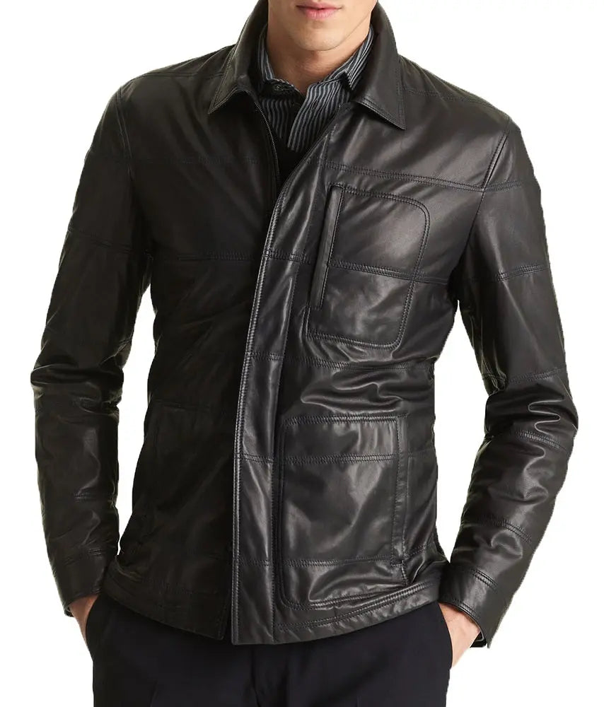 Men Lambskin Genuine Leather Jacket MJ111 freeshipping - SkinOutfit