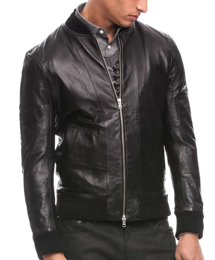 Men Lambskin Genuine Leather Jacket MJ158 freeshipping - SkinOutfit