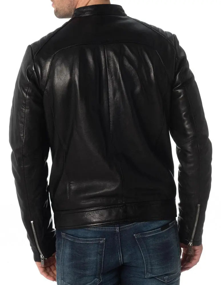 Men Lambskin Genuine Leather Jacket MJ245 freeshipping - SkinOutfit